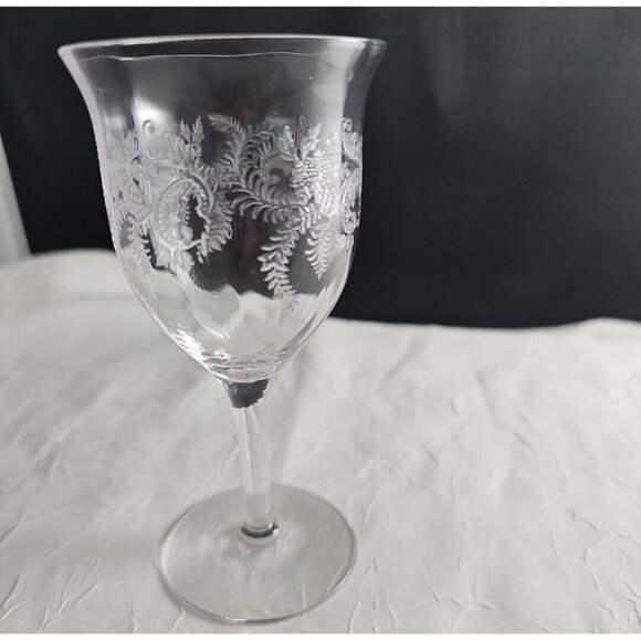 Antique Fostoria Florid Footed Cocktail Glasses 5" wine paisley etched Rare - Picture 3 of 9